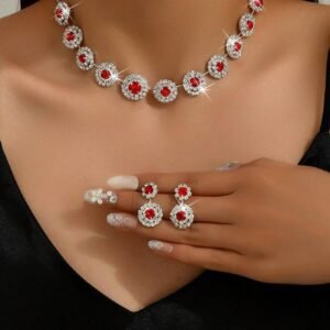 Scarlet Bloom Luxe Necklace Earring Set